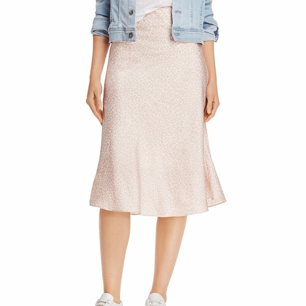 Lucy Paris satin midi skirt pale pink blush cheetah leopard animal pink silky